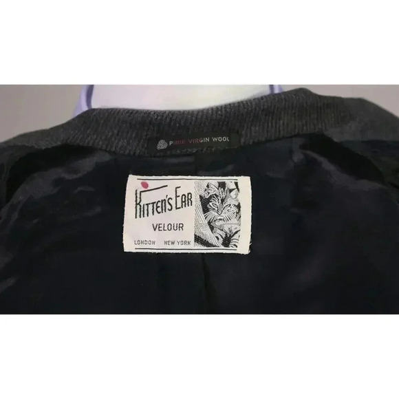 Malcolm Kenneth x B. Altman Kittens Ear Velour Wool Gray/Black Wool Overcoat 41L - Picture 10 of 10